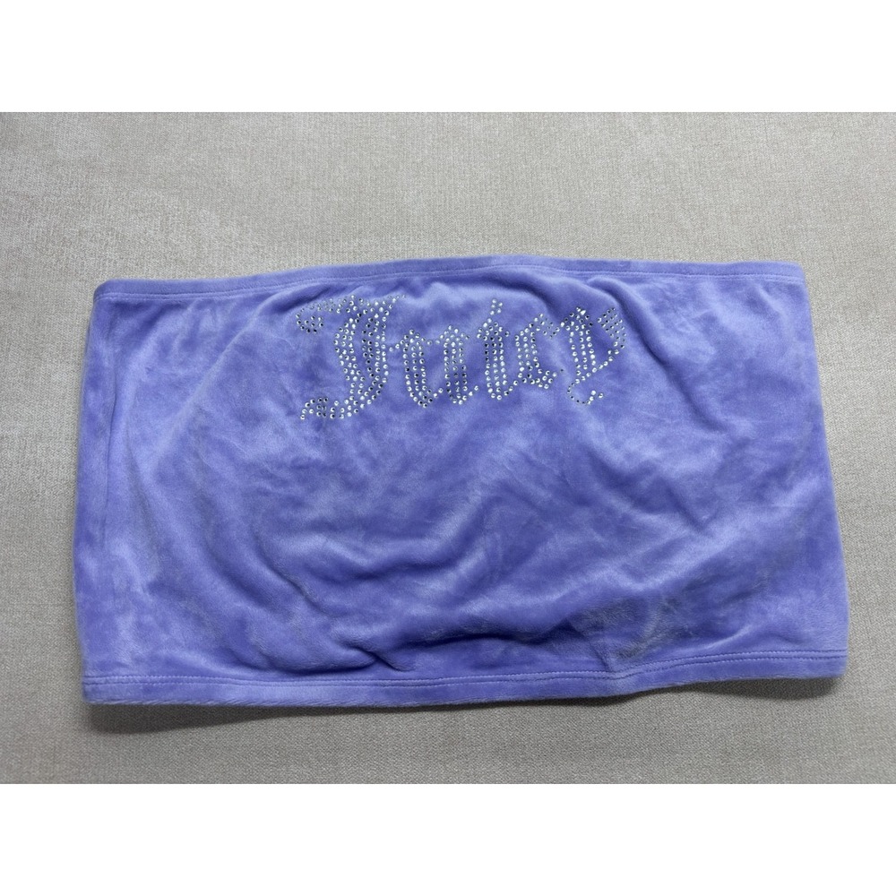 Juicy Couture X Forever 21 Strapless Top L Purple Velvet Rhinestones Bling Tube